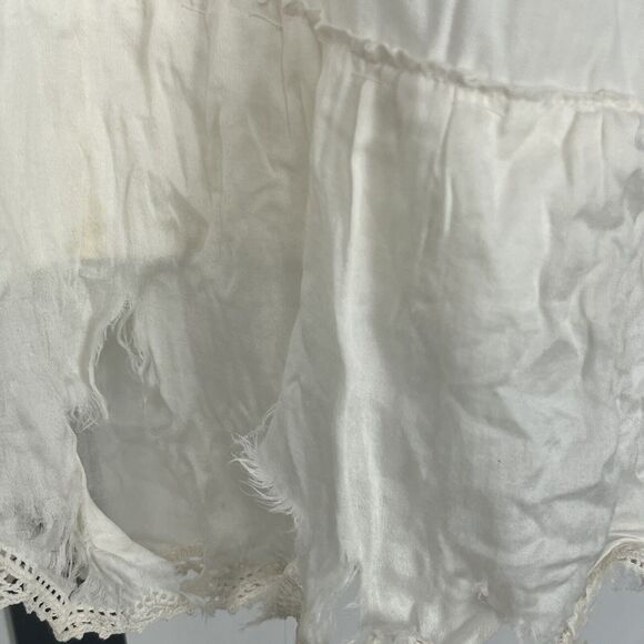 Antique Dress Slip Sleeveless Crochet Ruffle Hem Handmade Buttons Cream Country - Picture 7 of 7